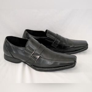 BRUNO MARC Black Mens Oxford Slip On Buckle Strap Square Toe Dress Shoes Size 12